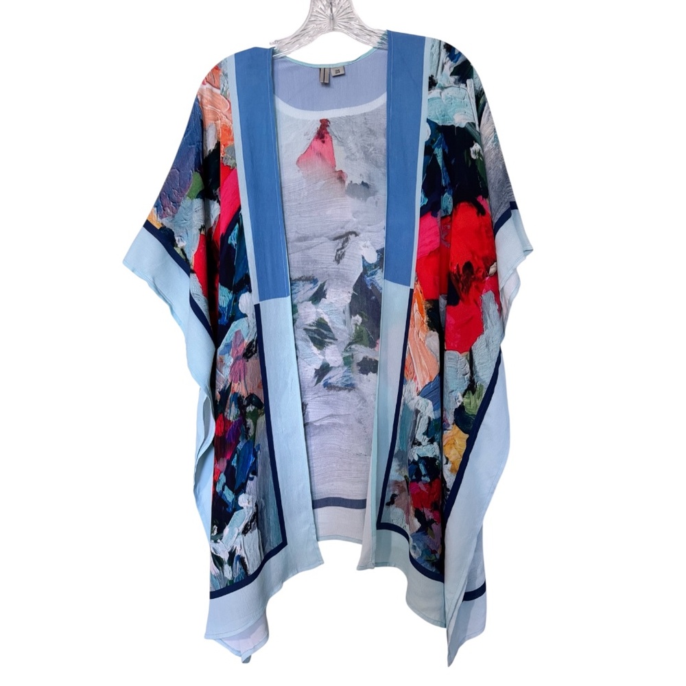 Floral Drape Open Tunic, Kaftan, One Size